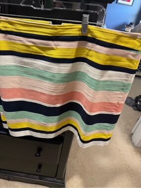 Loft Striped Multicolor Mini Skirt - Navy, Yellow, Coral, Mint & Cream